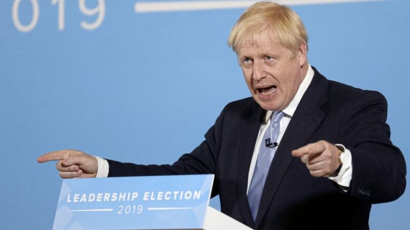 Conservative Party leadership contender Boris Johnson during a Tory leadership hustings outside Belfast. Picture by Peter Morrison/PA 