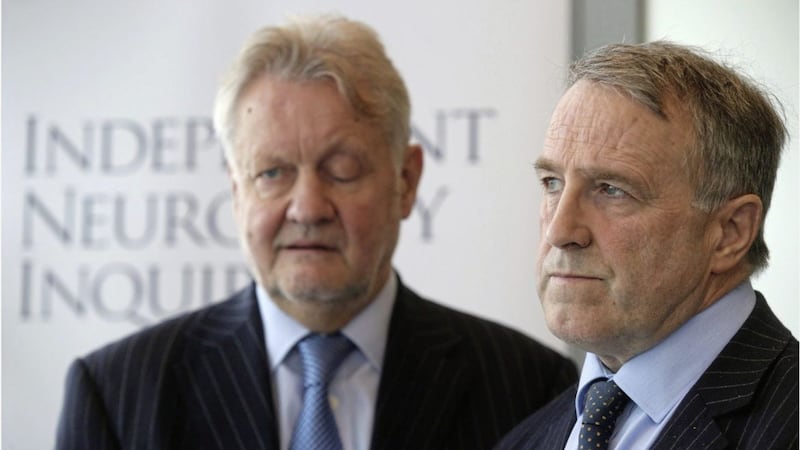 Pictured at the launch of the Independent Neurology Inquiry are L-R Brett Lockhart QC and Professor Hugo Mascie-Taylor.   Picture by Hugh Russell. 