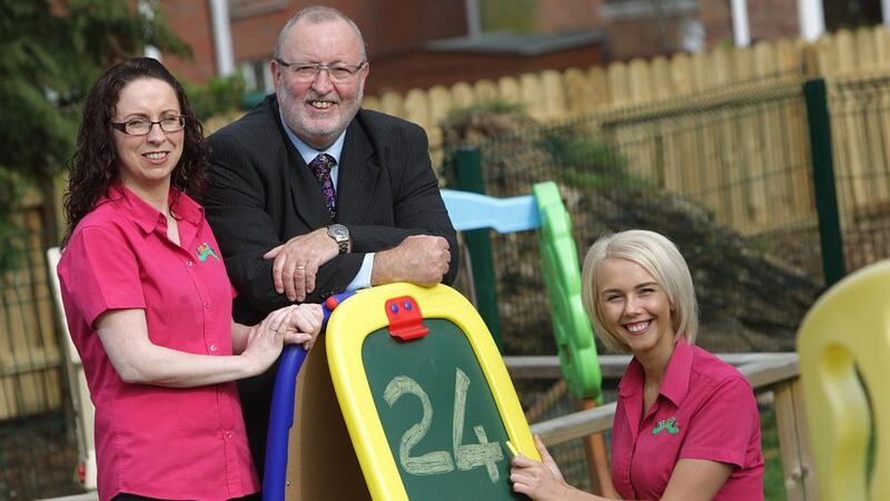 Two dozen jobs were created at The Ark Day Nursery in Portadown through SOAR, whose joint committee chair Joe Nelson is pictured with Roisin Meehan (Ark manager) and Michelle McCrea (deputy manager) 
