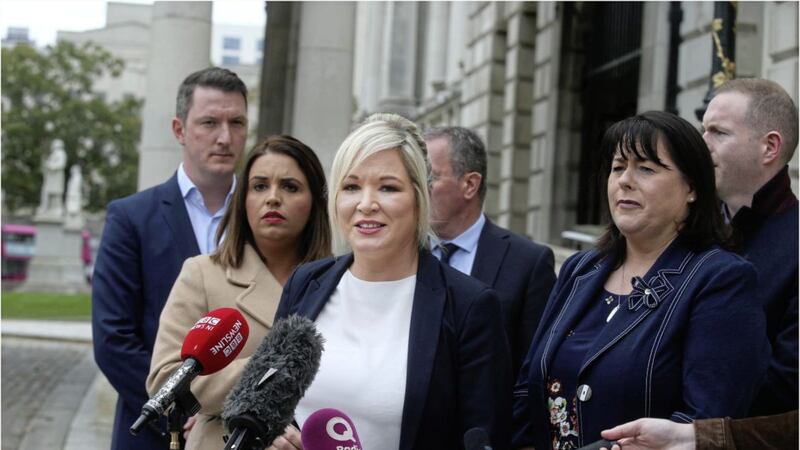 Sinn F&eacute;in&#39;s Michelle O&#39;Neill speaking ahead of a visit to the European Parliament in Brussels to meet with senior EU figures.Picture by Hugh Russell 