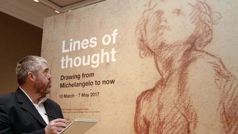 Comedian, actor and artist, Phill Jupitus officially opened the Lines of thought exhibition at the Ulster Museum last month. Picture by Bill Smith