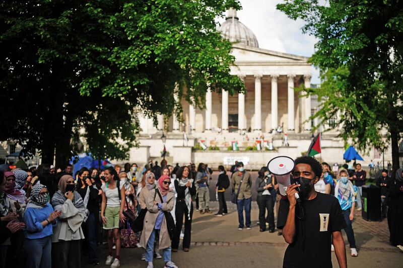Students at UCL in London protest against the war in Gaza