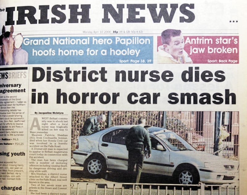 The April 2000 crash which claimed the life of mother-of-seven Maureen Sheehan in west Belfast made headlines at the time 