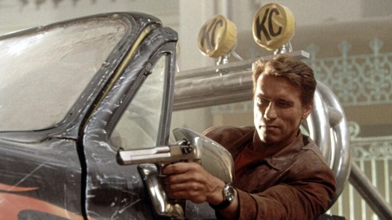 Arnie takes aim &ndash; at a dinosaur, perhaps 