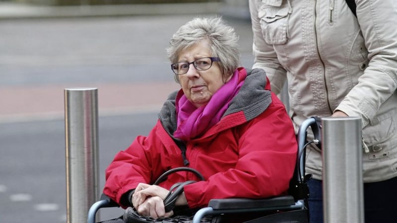 Former Bawnmore Children&#39;s Home worker Ruth Colvin at Belfast Crown Court. Picture By Hugh Russell. 