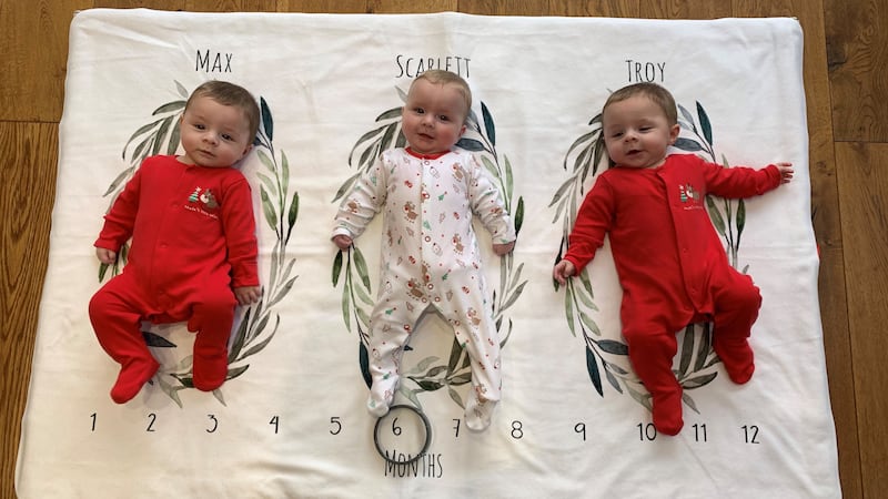 Scarlett, Max and Troy were born six weeks and four days prematurely on June 26.