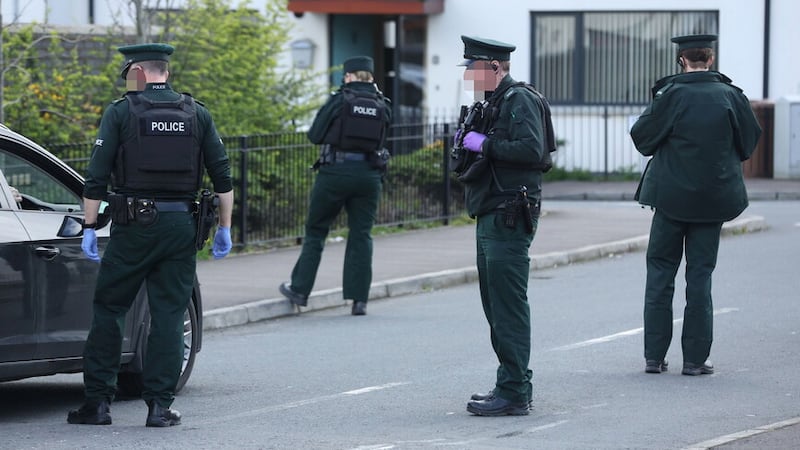 Police in Newtownards during the recent loyalist drugs feud in the area. Picture by Mal McCann