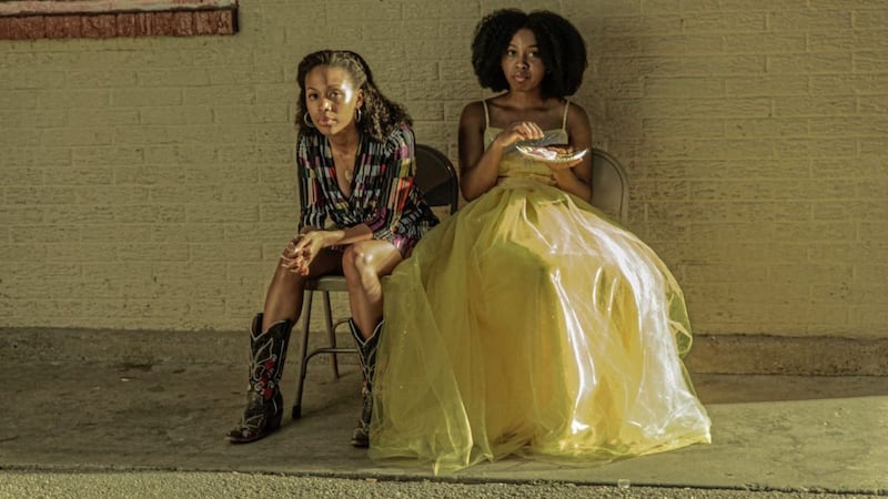 Nicole Beharie as Turquoise Jones and Alexis Chikaeze as Kai in Miss Juneteenth 