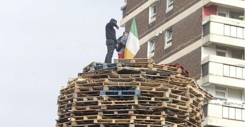 The bonfire yesterday in the New Lodge area, north Belfast 