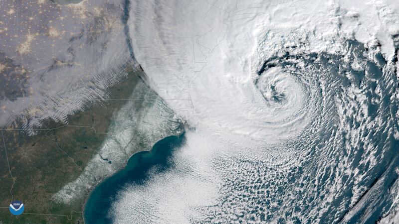 The cyclone over the east coast of the US