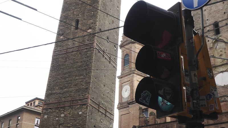 The Garisenda medieval tower in Bologna (Michele Nucci/Lapresse/AP)