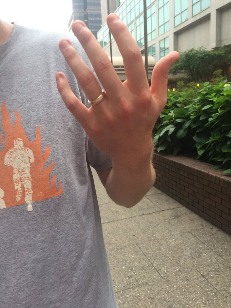 Steve's ring on his hand