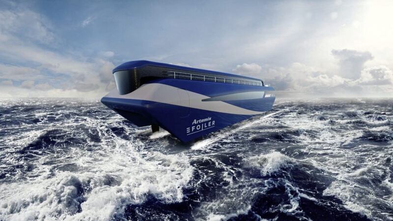 The Bangor-Belfast fast ferry will be powered by the revolutionary Artemis eFoiler electric propulsion system 