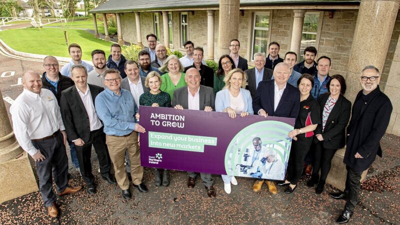 Pictured at the Glenavon Hotel in Cookstown alongside Invest NI&rsquo;s executive director of regional business Alan McKeown and board member Kieran Kennedy are some of the successful companies in the Ambition to Grow Programme 