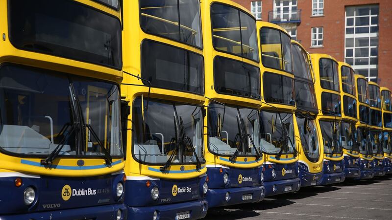 Buses parked at Ringsend Bus depot in Dublin. Picture by Brian Lawless, Press Association&nbsp;