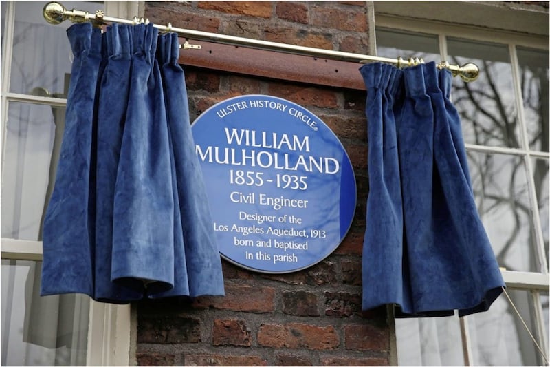 The Ulster History Circle blue plaque to civil engineer William Mulholland was unveiled yesterday. Picture by Hugh Russell 