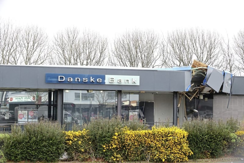 A Danske Bank ATM in Newtownabbey has been ripped from a wall by thieves using a stolen digger...The incident occurred on the Mallusk Road at around 3:10am on Friday when the digger was used to remove the built-in cash machine from the wall. Picture Mal McCann... 
