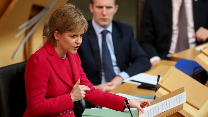 First Minister Nicola Sturgeon, in the main chamber of the Scottish Parliament, Edinburgh, during the debate against  the UK Government's so-called &quot;rape clause&quot; for tax credits. Picture by Jane Barlow, Press Association&nbsp;