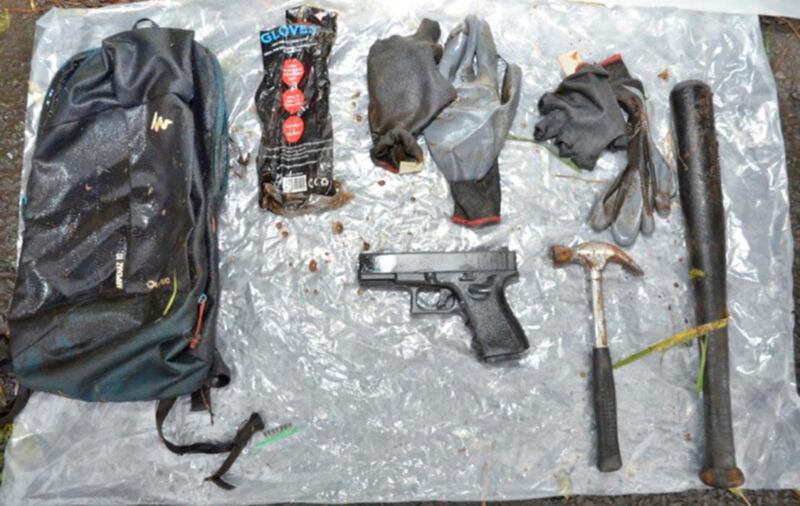 The bag that was found contained a replica pistol, baseball bat, a hammer and gloves&nbsp;