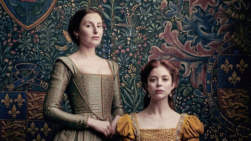 Laura Carmichael, left, as Maggie Pole and Charlotte Hope as Catherine of Aragon in The Spanish Princess, streaming on Starzplay 