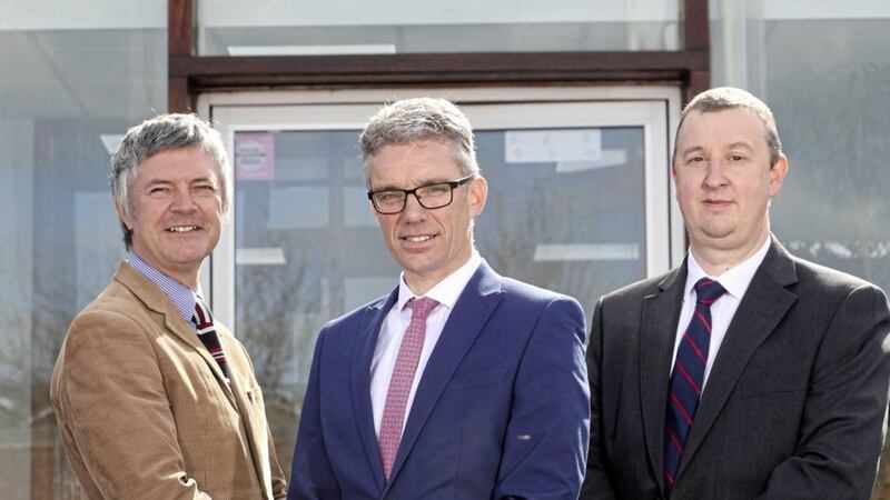 Philip Steele of Denman, Kevin McNamee new group chief executive officer, and John Irwin, chief executive of Denroy Plastics 
