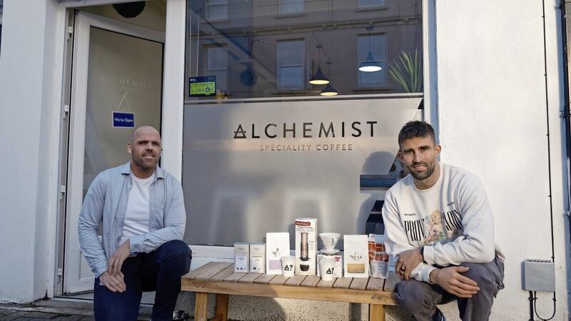 Tiernan McCann (right) and Gary Mallon (left) at Alchemist in Omagh&#39;s Campsie Road. 