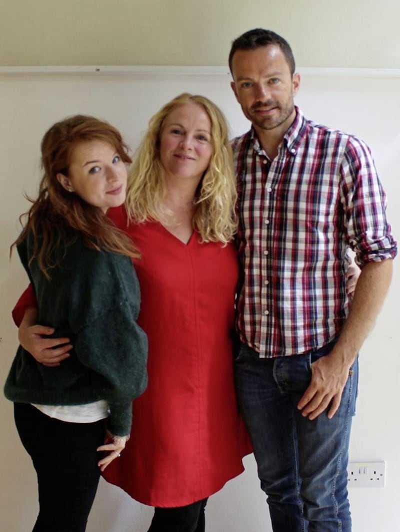 Janet Moran (centre) with original A Holy Show actors&nbsp;Caitriona Ennis and Patrick Moy
