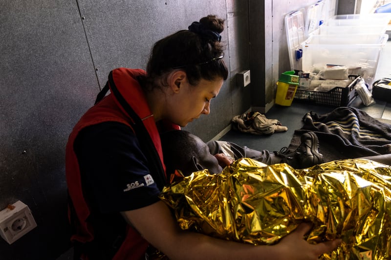 Survivors said the boat departed Zawiya in Libya with 75 people on board (Johanna de Tessieres/ SOS Mediteranee via AP)