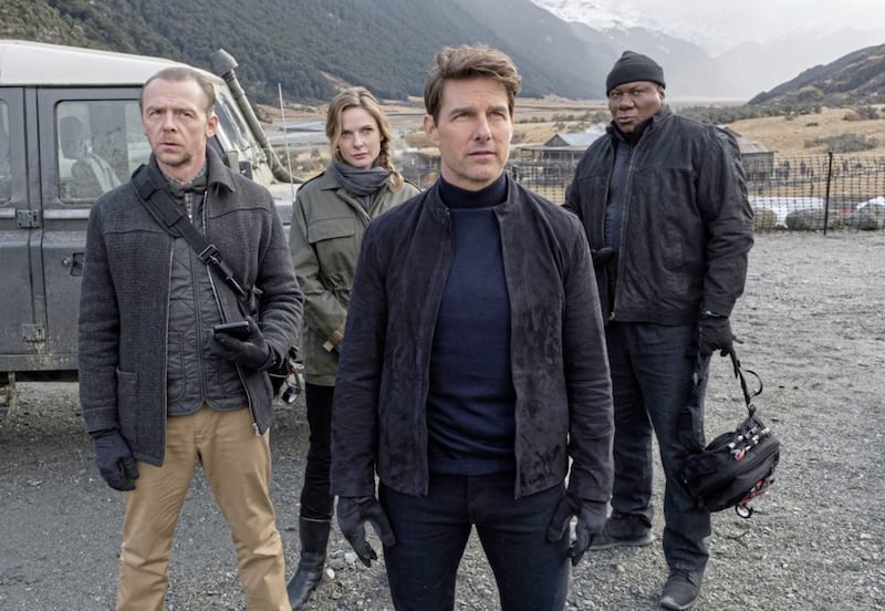 Simon Pegg, Rebecca Ferguson, Tom Cruise and Ving Rhames in Mission: Impossible – Fallout
