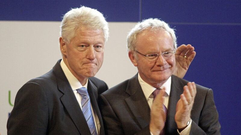 Bill Clinton with Martin McGuinness at the University of Ulster Magee campus in Londonderry in 2010. Picture by Paul Faith, PA Wire 