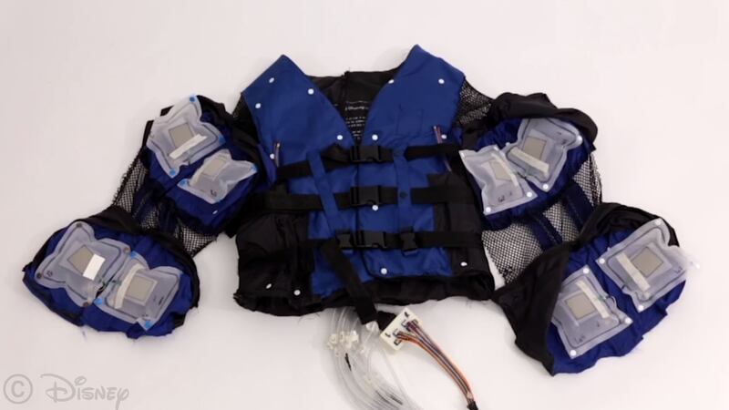 The Force Jacket delivers a variety of tactile sensations and allows users to feel the actions they perform on virtual reality displays.