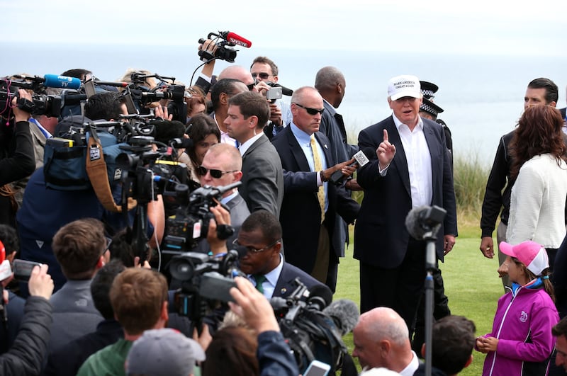Donald Trump at his golf course in Scotland in 2016