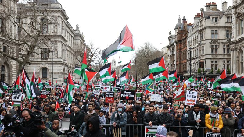 People during a pro-Palestine march in central London (