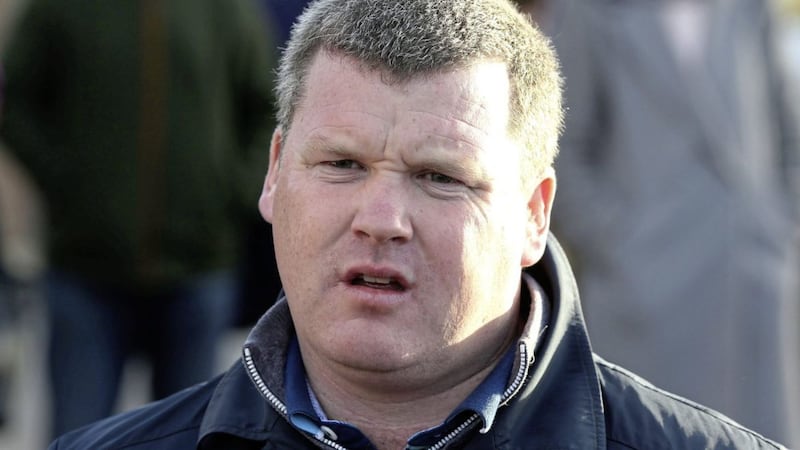 Leading horseracing trainer Gordon Elliott in the parade ring at Punchestown 