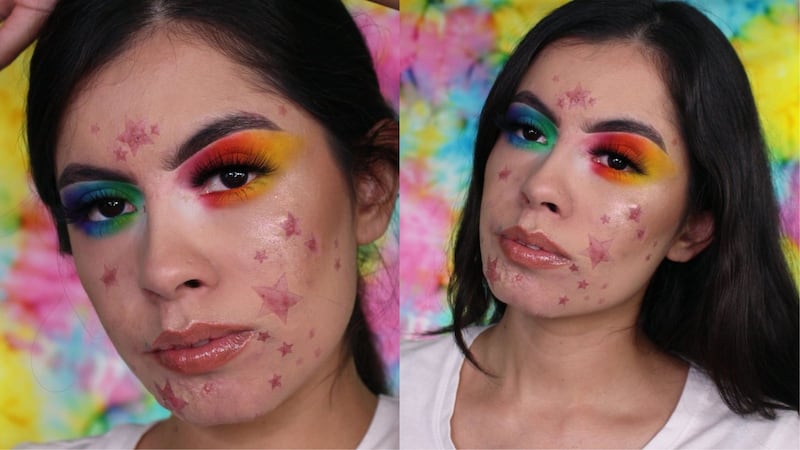 Rocio Cervantes from California created a colourful make-up look that highlights her acne instead of hiding it.
