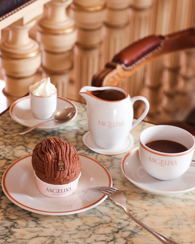Hot chocolate and a Mont-Blanc delicacy