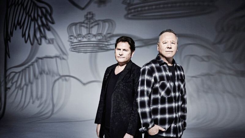 Simple Minds founder members Jim Kerr and Charlie Burchill: &#39;Playing live is the centre of our lives, we&#39;re a live band and our crew are like a family.&#39; Their &#39;40 Years of Hits&#39; tour comes to Belfast in August. Picture by Dean Chalkley. 