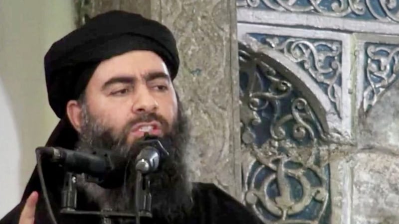 File image of leader of the Islamic State group, Abu Bakr al-Baghdadi. Picture by Militant video/AP 