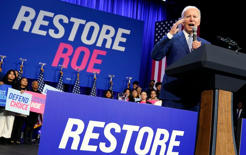President Joe Biden’s campaign immediately blamed the ruling on Mr Trump’s appointment of three Supreme Court justices (Evan Vucci/AP)