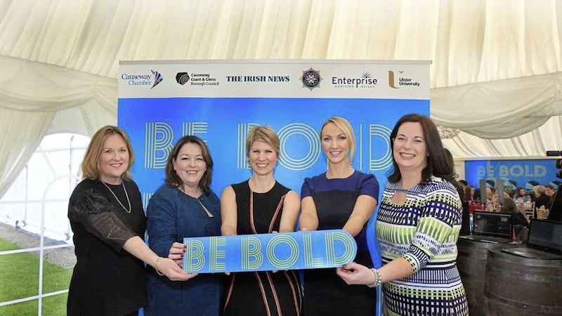 L to R: Roseann Kelly of Women in Business; entrepreneurs Tina McKenzie, Petra Wetzel and Leah Totton; Jayne Taggart of the Causeway Enterprise Agency 