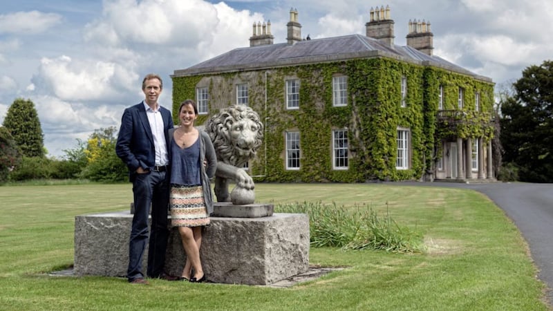 Gavin and Sarah Mackie at Larchfield Estate, currently celebrating its 10th year as one of Northern Ireland&#39;s premier wedding venues 