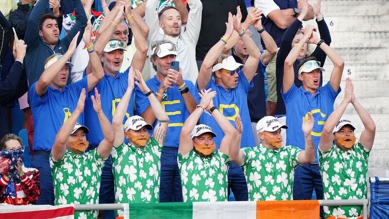 Fans in the stands before the foursomes on day one of the 44th Ryder Cup at Marco Simone (Zac Goodwin/PA)