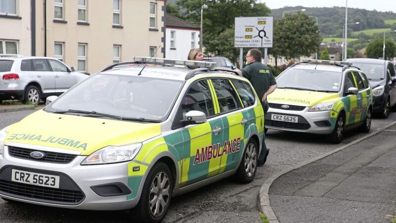 Ambulance services at the scene of a gas leak in Newtownards. Picture by Mal McCann 