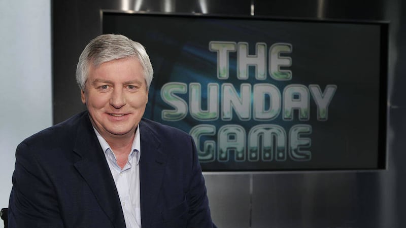 Michael Lyster on the set of The Sunday Game 