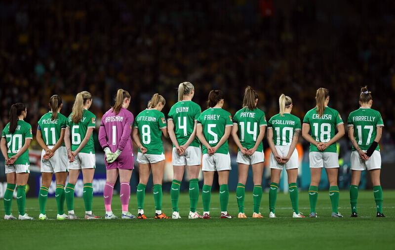 The Ireland squad pictured ahead of kick-off at their opening Women's World Cup match against Australia in Sydney. Picture: PA