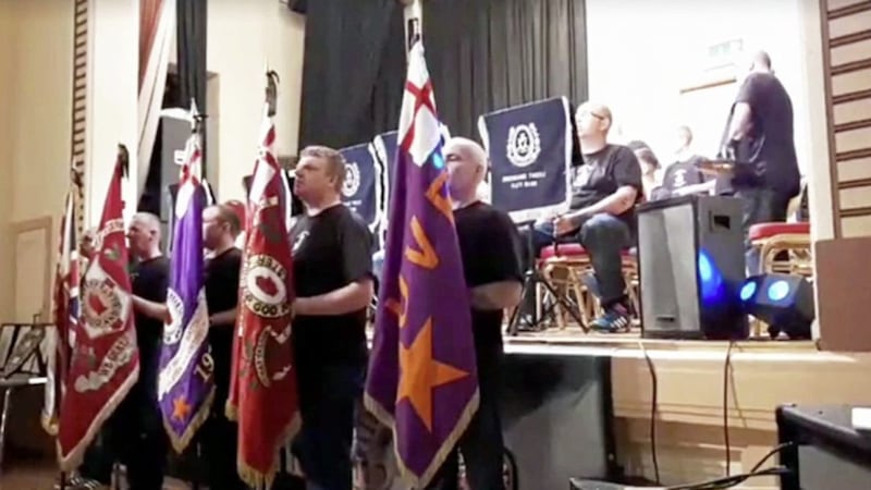 A UVF flag was displayed during a loyalist band concert at Carrickfergus Town Hall earlier this month 