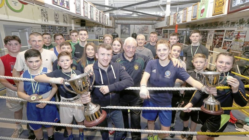 Three-time Olympian Paddy Barnes and 2014 Commonwealth Games silver medallist Michaela Walsh picked up the Belle Storey boxer of the year awards at the Holy Family club last week. Picture by Hugh Russell 