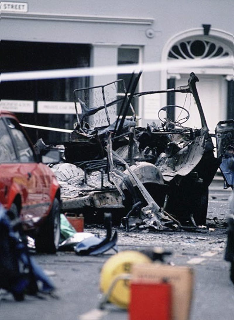 The scene in Lisburn&#39;s Market Square in June, 1988 after the IRA planted a bomb under an army transit van. Picture by Pacemaker 