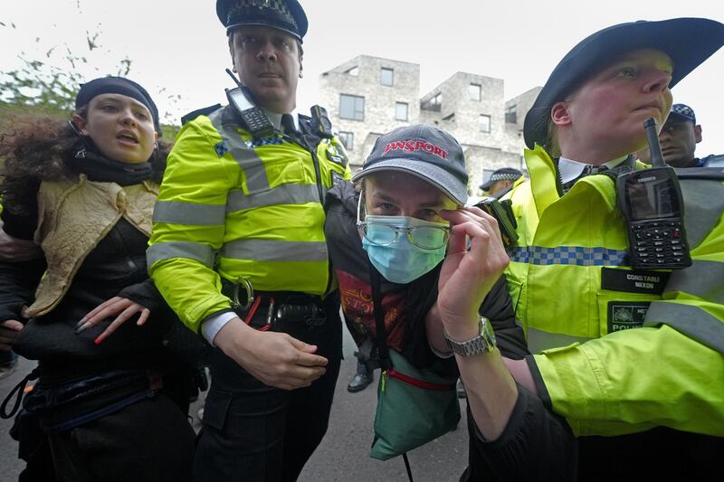 The Metropolitan Police said officers were ‘quickly on scene’ and had ‘engaged with the protesters at length’