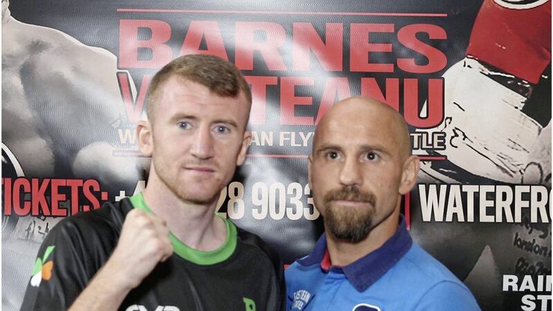 Paddy Barnes and Silvio Olteanu came face to face at yesterday&#39;s Ulster Hall press conference ahead of Saturday night&#39;s European title fight. Picture by Hugh Russell 